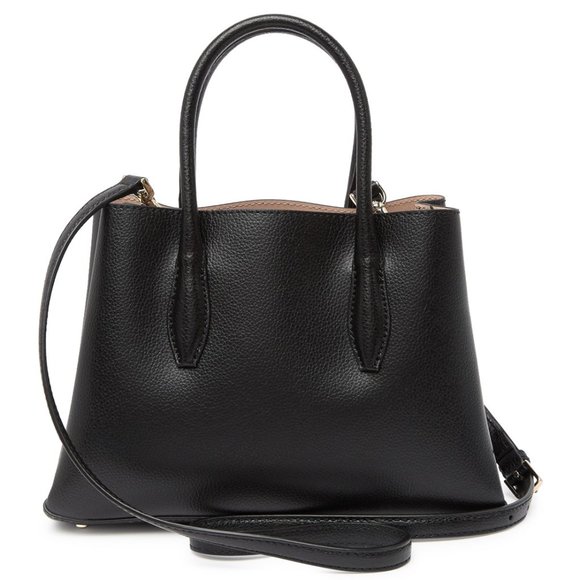 Kate Spade Eva Small Leather Satchel Handbag Black w/ Silver Hardware - Picture 3 of 5